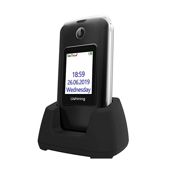 Ushining-Senior-Flip-Mobile-PhoneBig-Button-Mobile-Phone-For-ElderlyDual-SIM-Unlocked-Card-Long-Standby-with-28-Large-Screen-SOS-Button-FM-Radio-Torch-and-Charging-Cradle-Black USHINING Senior Flip Mobile Phone,Big Button Mobile Phone For Elderly,Dual SIM Unlocked Card Long Standby with 2.8…