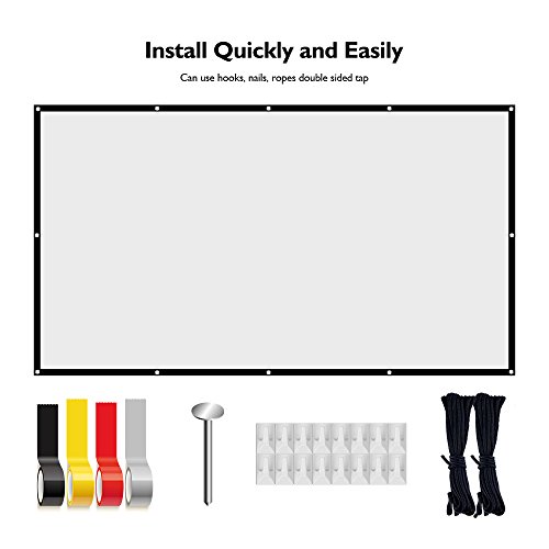 Outdoor Projector Screen, HUKOER 100 Inch 16:9 Portable Projector Screen Foldable Anti-Crease Thick Indoor Outdoor Home 4K HD Movie Screen Support Front Rear Projection