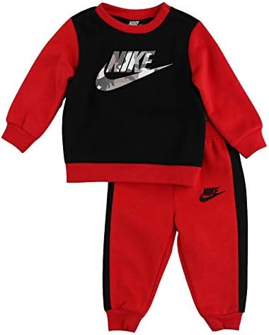 Amazon Co Jp Nike ナイキ 男の子用nike Swooshロゴ裏起毛トレーナー上下2点セット Black Red 24months 身長約85 90cm 並行輸入品 服 ファッション小物
