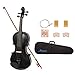ARTALL 4/4 Full Size Handcrafted Acoustic Violin Beginner Kit for Student with Hard Case, Bow & Accessories, glossy Black