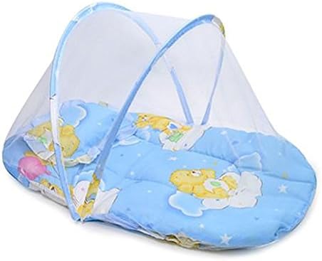 LLZJ Baby Crib Portable Mosquito Net Folding Infant Travel Cots Nursery Beds For Toddlers Mattress Multifunctional Sleeping Gauze Artifact Summer 0-2 Years Old,Blue