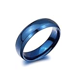 Zealmer Men's Classic Blue Titanium Steel Ring Plain Wedding Band Ring Polished Charm