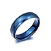 Zealmer Simple Blue Band Ring Plain Titanium Steel Wedding Band Polish Finished Comfort Fit for Men