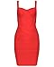 UONBOX Women's Rayon Cute Sleeveless Bodycon Bandage Strap Dress (XL, red)