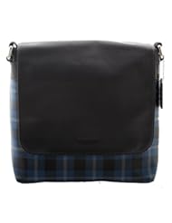 Shoes: Coach Plaid Coated Canvas Charles Messenger in Denim/Black, F55490 LBB