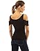 PattyBoutik Women Scoop Neck Cut Out Flutter Sleeve Blouse (Black Medium)