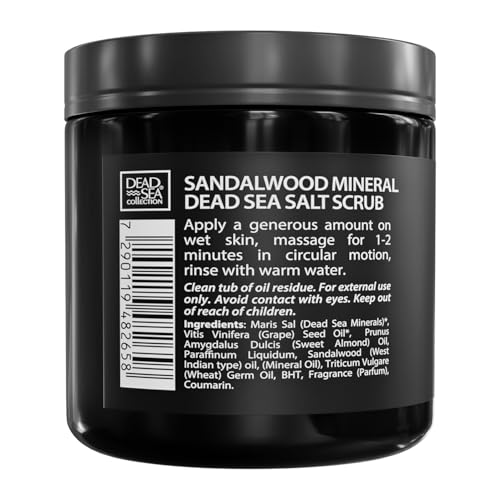 Salt Body Scrub Sandalwood For Men – Moisturizes, Exfoliates & Nourishes Skin – Cleanses & Detoxifies with Dead Sea Minerals - Dead Sea Collection – 23.28 OZ
