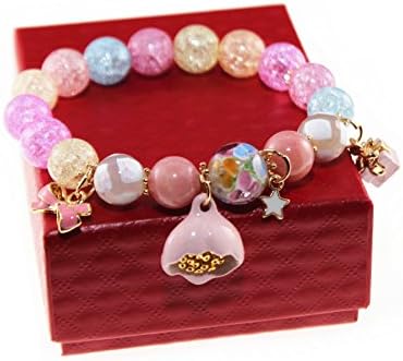 Ice Crack Korean Style Crystal &amp; Colored Glaze Charm Bracelet with Lotus Pendant (Colorful)