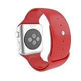 Apple Watch Band 42mm, Cindick Soft Silicone Replacement Wristbands Buckle Bracelet for Apple Watch Sports 2015 and 2016 (Passionate Red)