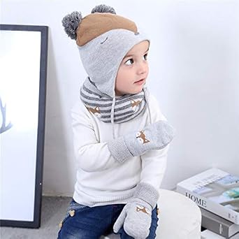 Dinokids Garcon Age 2 8 Bonnet Echarpe Gant Ensemble Renard Animaux Design Chapeaux Bebe Puericulture