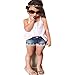 VICVIK Jeans Short and Tank Tops Girls Summer Clothing Sets 2 piece (120(5T))