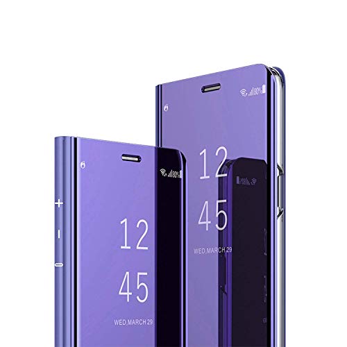 A8 Star Case, COTDINFORCA Mirror Design Clear View Flip Bookstyle Luxury Protecter Shell With Kickstand Case Cover for Samsung Galaxy A8 Star SM-G885 / A9 Star 2018. Flip Mirror: Purple