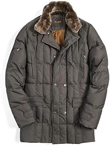 Morris ダウン コート ロング丈 セミダブルブレスト 立襟ファー付き 秋冬 メンズ イタリア ブランド ブラウン 並行輸入品