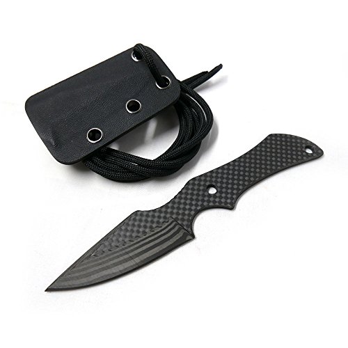 Cool Hand 6.1'' Carbon Fiber Fixed Blade Knife with Kydex Sheath and Black Paracord