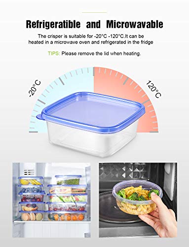 Deik Food Storage Containers, BPA-Free Plastic Lunch Containers 20 Pieces, Safe for Dishwasher, Freezer, Microwave, FDA Approved