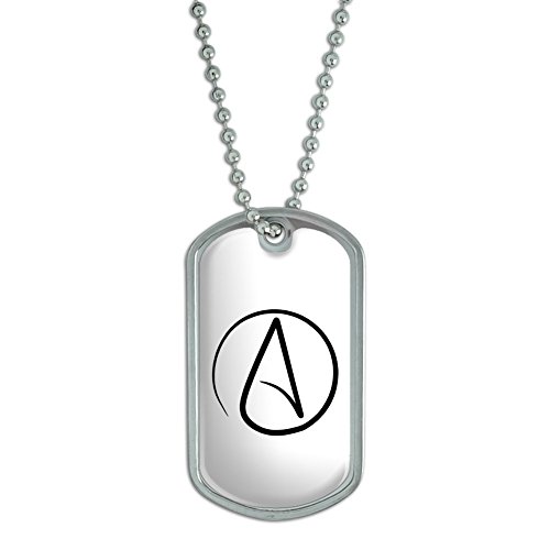 Atheism Symbol - Atheist - Black on White - Military Dog Tag Luggage Keychain