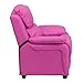 Flash Furniture Charlie Vinyl Kids Recliner with Flip-Up Storage Arms and Safety Recline, Contemporary Reclining Chair for Kids, Supports up to 90 lbs., Hot Pink