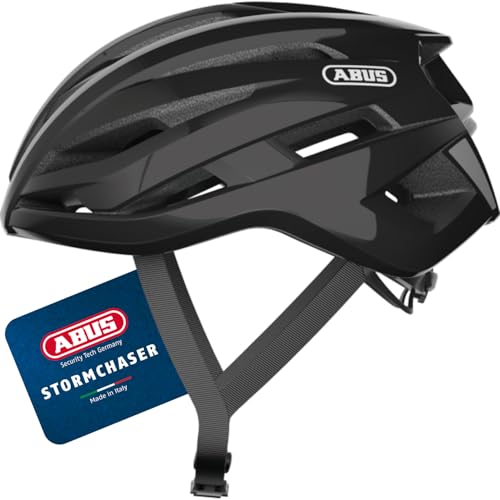 ABUS Rennradhelm StormChaser - Leichter und komfortabler Fahrradhelm für professionellen Radsport für Damen und Herren - Schwarz (shiny black), Größe