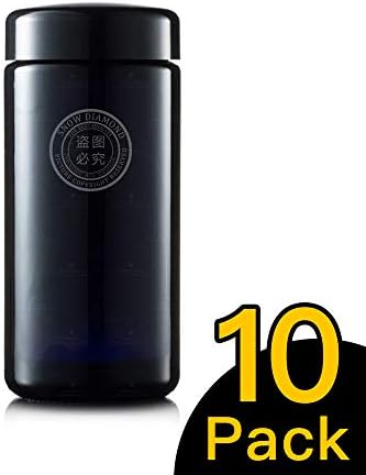 Snow Diamond 1 Liter (34 fl oz) 10 Pack Tall Extra Large Black Violet Ultraviolet Glass Wide Mouth Screw Top Jar Premium UV Protected Storage and Smell Proof Herb Container (10, 1000ml)