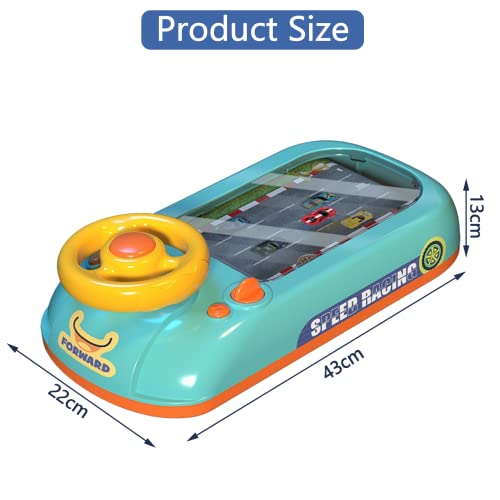 AM ANNA Baby Musical Steering Wheel Toy, Toddler Simulated Racing Car Game With Sound, Pretend Play Sensory Toys for Boys Girls Birthday Gift (Green)