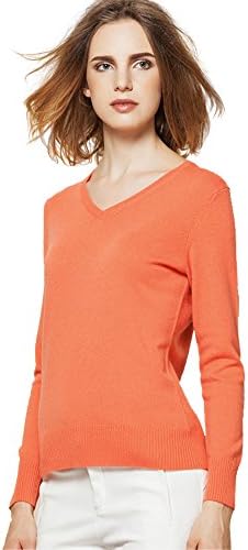 zhili Women's V-Neck Cashmere Pullover Sweater