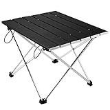 Vockvic Camping Folding Portable Table, Lightweight Aluminum Foldable Small Compact Roll Up Table with Carry Bag, Easy to Carry and Setup, Fit for Picnic, BBQ, Beach, Fishing, Indoor and Outdoor