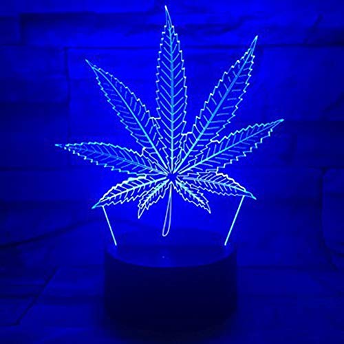 Marijuana Leaf 3D LED Table Lamp Cannabis Weed Night Light Optical