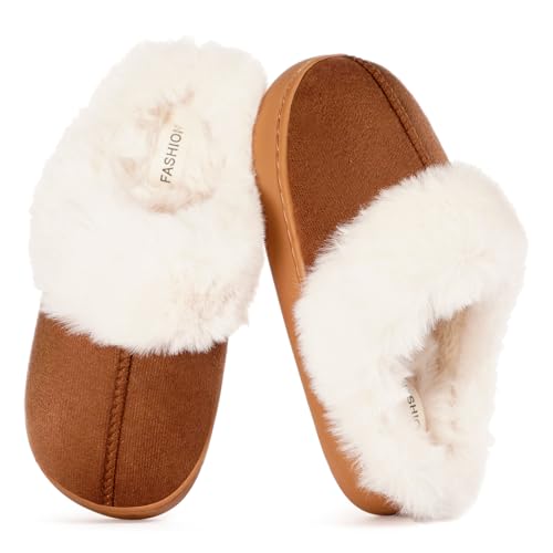 Dokela Kids Slippers Girls Boys Fuzzy House Slippers Winter Warm Soft Plush Lined Memory Foam House Shoes Slip On for Home Bedroom Indoor Outdoor