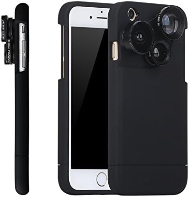 Aipinvip 4 in 1 Camera Lens Kit (Rotation Change Lens) Fish Eye Lens / Telephoto lens / Macro Lens / 0.67 x Super Wide Angle Lens Cell Phone Back Case Camera Lens Suit (black(iphone 7-4.7))