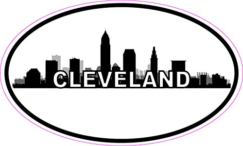 StickerTalk Oval Cleveland Skyline Vinyl Sticker, 5 inches by 3 inches