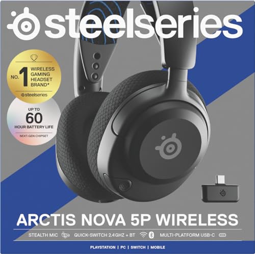Steelseries Arctis Nova 5P Wireless - Ps5 Gaming Headset - 100+ Audio Presets Via App - Neodymium Magnetic Drivers - 60H Battery - 2.4Ghz/Bt - Clearcast Gen2.X Mic - Supports Ps4, Pc, Mobile - View 12