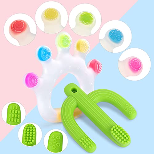 Candy Crown and Cactus Baby Teething Toys Set,for Newborn Infants and Toddlers,Self-Soothing Pain Relief Soft Silicone Teether and Training Toothbrush for Babies, Soothes Babies Sore Gums