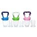 Ado Glo Baby Food Feeder - 3-Pack Fresh Fruit Feeder, Infant Teething Toy Silicone Feeder with 2 Pack Baby Feeding Spoons (Multicolored)