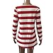 Hot Sale,Laimeng Women Cotton blend Fashion Stripe Dress Round Collar Christmas Elk Long Sleeve Casual Dress (XXXL, Red)
