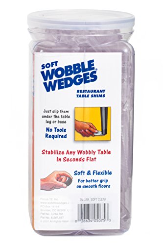 Wobble Wedges Multi-Purpose Shimsâ€“Soft Clear 75 pack â€“Easy to Trim â€“Protect Delicate Surfaces â€“Level Restaurant Tables, Household Furniture and Plumbing Fixtures â€“Use as Clamping Pad on Angled Surface