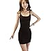 Weixinbuy Women's Cotton Solid Bodycon Strap Base Club Mini Dress Black S