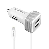 Inateck USB Car Charger, 33W USB Car Charger with 2 USB Port & Built in Apple Certified Lightning Cable & 4 Feet Micro USB Cable for iPhone, iPad, Samsung Galaxy - White