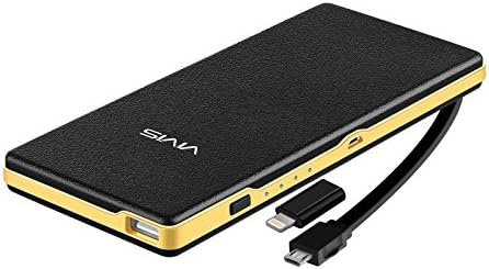 Power Bank 15000mAh, Portable Charger Built-in Micro usb cable and Lightning Connector, VIVIS Li-Polymer External Battery Pack for iPhone, iPad, Samsung Galaxy, Tablet and More