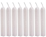 Ocharzy 8Pcs Multi-Color Manuscript Sealing Seal Wax Sticks with Wick for Envelope Letter (A, White)