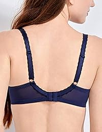 DELIMIRA Sujetador balconette de encaje de copa completa sin aros, talla grande, para dama