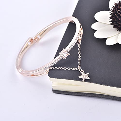 Crystal Bracelets, Synthetic Crystal Diamond Bangle Bracelet, Star Shape Drop Bracelet for Women/Men/Best Friend