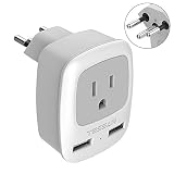Switzerland Power Adapter Travel Plug, TESSAN Swiss Outlet Adapter with 2 USB Ports + USA Input for US to Switzerland, Liechtenstein, Rwanda (Type J)