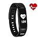 Fitness Tracker iKustar Smart Bracelet Pedometer Heart Rate Monitor Sleep Monitor Calorie Counter Pedometer Sport Activity Tracker With HD OLED Touch Screen for Android and IOS Smart Phone (Black)