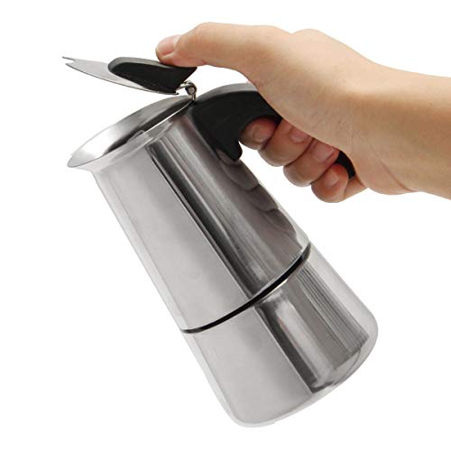 GGGarden 100ML Percolator Stove Top Espresso Moka Coffee Maker Pot Stainless Steel