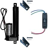 WindyNation 4 Inch 4" Stroke Linear Actuator 12 Volt 12V 225 Pounds lbs + Up Down DPDT Switch + Mounting Brackets (4" Actuator, Maintained Switch)