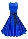 Anni Coco Women's Classic 1950s Vintage Hepburn Dresses Blue Small