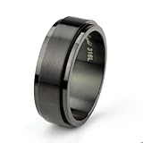 8MM Stainless Steel Black Spinner Ring Wedding Band (Size 5 to 15)