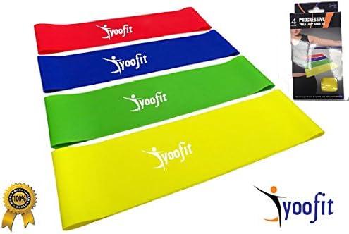 Yoofit Resistance Loop Bands Set of 4 - 12"x2" Inches Physical Therapy Band for Arms and Legs, CrossFit Workouts, Stretching or Conditioning, Extra Heavy to Light