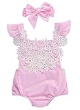 2pcs Newborn Baby Girl Backless Summer Romper +Headband Bodysuit Outfits