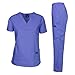 Dagacci Medical Uniform Woman and Man Scrub Set Unisex Medical Scrub Top and Pant, CEIL BLUE, XS